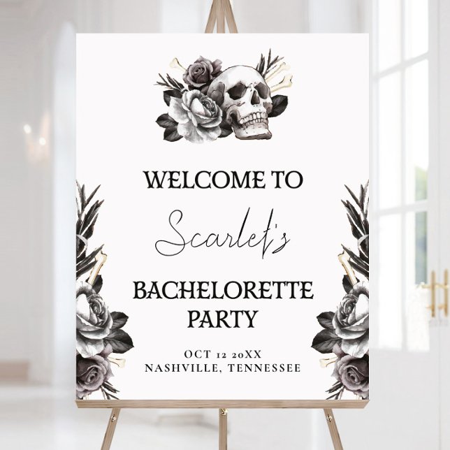 Gothic Skull Bride or Die Bachelorette Welcome Poster (Creator Uploaded)