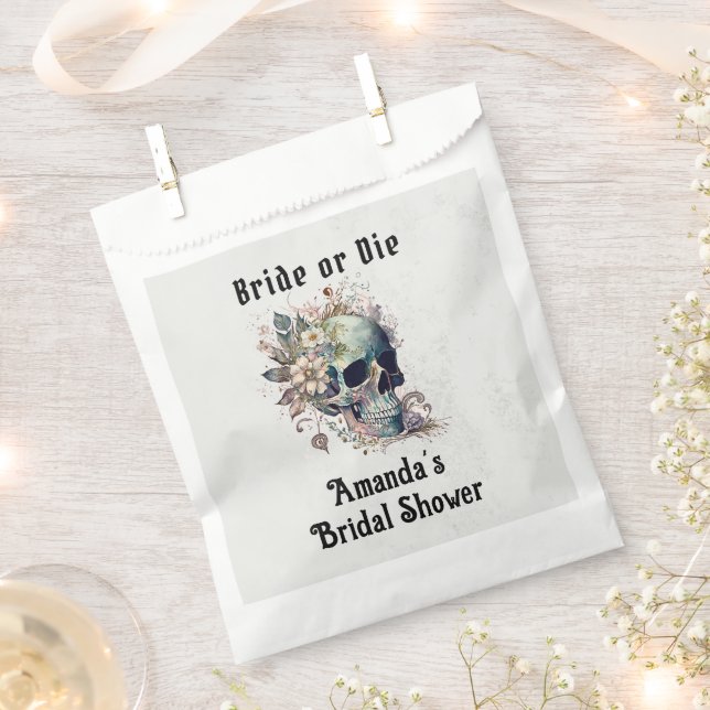 Gothic Skull Bride or Die Bridal Shower Favour Bag (Clipped)