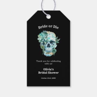 Gothic Skull Bride or die Halloween Bridal Shower  Gift Tags