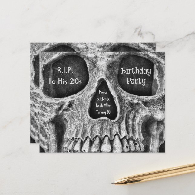 Gothic Skull Budget Birthday Party RIP To His 20s (Front/Back In Situ)