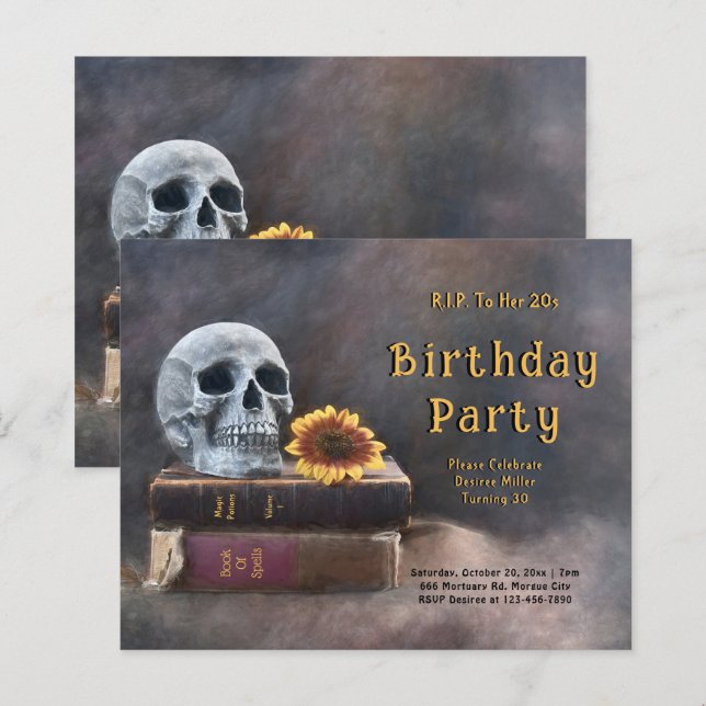 Gothic Skull Budget Sunflower RIP To Her 20s (Front/Back)