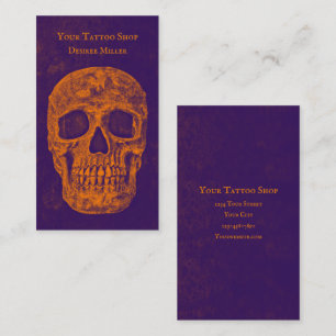 Gothic Skull Burnt Orange Purple Texture Business Card