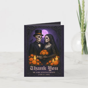 Gothic Skull Candy Couple  Wedding Thank You