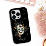 Gothic Skull  Case-Mate iPhone 14 Pro Case<br><div class="desc">Love all things gothic? This hauntingly beautiful case is perfect for you. Features a skull with butterflies and ferns on a black background. Your name written in pretty script calligraphy adds to the vibe. See our other gothic ideas in our shop,  Enchanted Finch.</div>