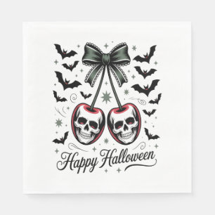 Gothic Skull Cherry Halloween Napkin