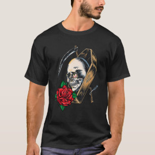Gothic Skull Coffin Skeleton Halloween Emo Punk Em T-Shirt