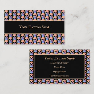 Gothic Skull Colourful Blue Orange Black Cool Business Card