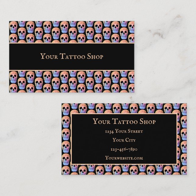 Gothic Skull Colourful Blue Orange Black Cool Business Card (Front/Back)