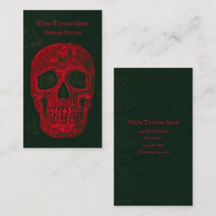 Gothic Skull Cool Red Green Grunge Texture Business Card