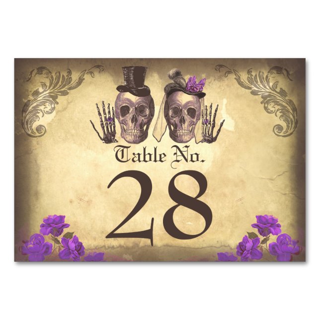 Gothic Skull couple deadly beautiful table cards (Front)