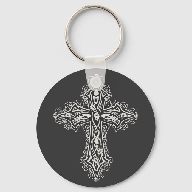 Gothic Skull Cross Key Ring (Front)