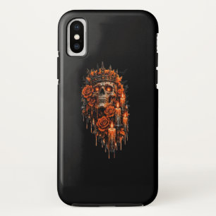 Gothic Skull Crown Halloween Dark Roses Spooky Des iPhone XS Case