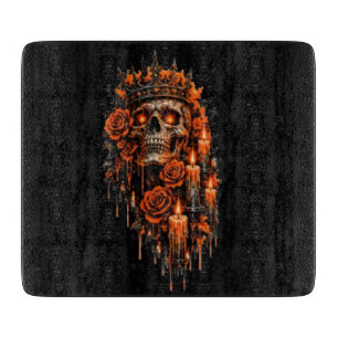Gothic Skull Crown Halloween Dark Roses Spooky Des Cutting Board