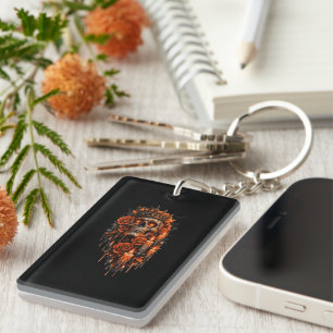 Gothic Skull Crown Halloween Dark Roses Spooky Des Key Ring