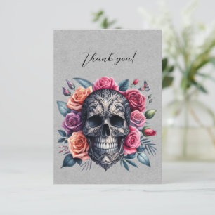 Gothic Skull Crown of Roses Thank You Card