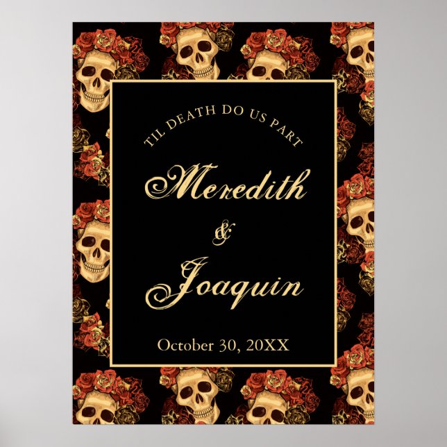Gothic Skull Custom Welcome Halloween Wedding Poster (Front)