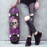 Gothic Skull Dark Purple Roses Personalised Skateboard<br><div class="desc">This skateboard is perfect for anyone who loves the unique and mysterious look of gothic fashion. Floral gothic skull design and dark purple roses are eye-catching and sure to make a statement. The dark background and gothic skull with purple roses design adds a unique and edgy look to your ride....</div>