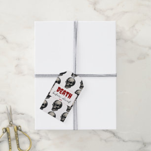 Gothic Skull ‘Death Before Decaf’ Spooky Funny - Gift Tags