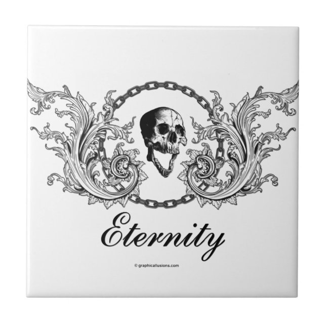 Gothic Skull Eternity Victorian Graveyard Art Tile (Front)