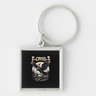 Gothic Skull F-Caw-F Crow Adult Humor Graphic  Key Ring