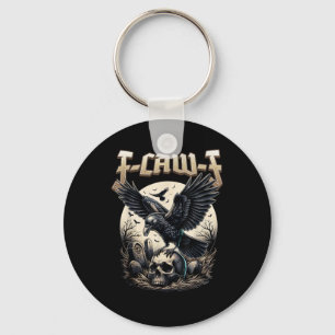 Gothic Skull F-Caw-F Crow Adult Humor Graphic  Key Ring