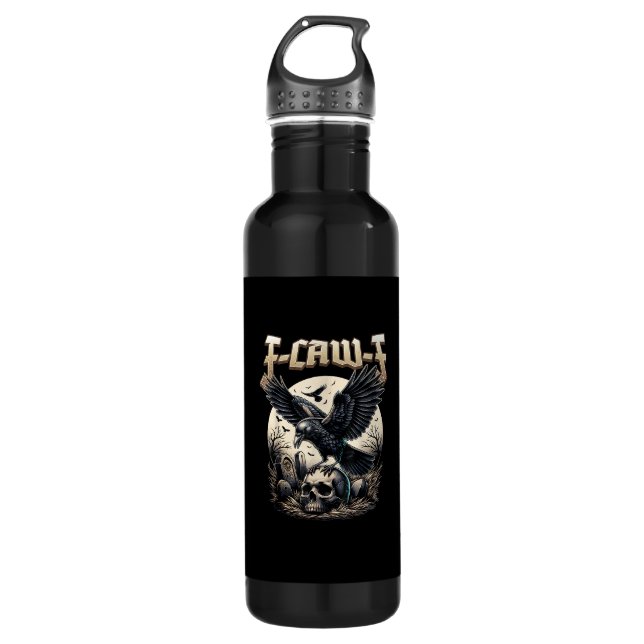 Gothic Skull F-Caw-F Crow Adult Humour Graphic  710 Ml Water Bottle (Front)