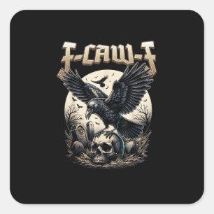Gothic Skull F-Caw-F Crow Adult Humour Graphic Square Sticker