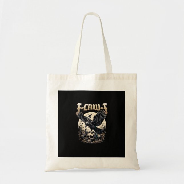 Gothic Skull F-Caw-F Crow Adult Humour Graphic  Tote Bag (Front)