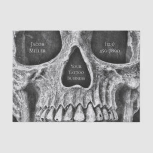 Gothic Skull Face Black And White Tattoo Shop Tissue Paper