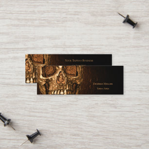 Gothic Skull Face Glowing Gold Black Tattoo Shop Calling Card