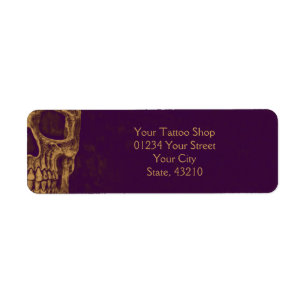 Gothic Skull Face Gold Purple Unique Tattoo Shop