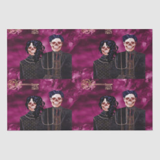 Gothic Skull Farmer Tiled Decoupage  Tissue Paper