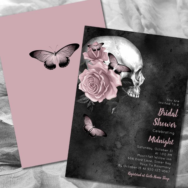Gothic Skull Floral Bridal Shower Invitation (Creator Uploaded)