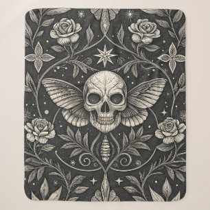 Gothic Skull Floral Celestial Pattern (1) Sherpa Blanket