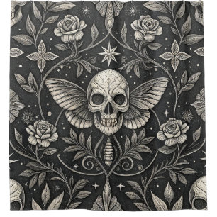 Gothic Skull Floral Celestial Pattern (1) Shower Curtain