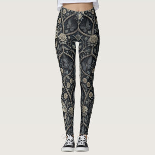 Gothic Skull Floral Celestial Pattern (2) Leggings