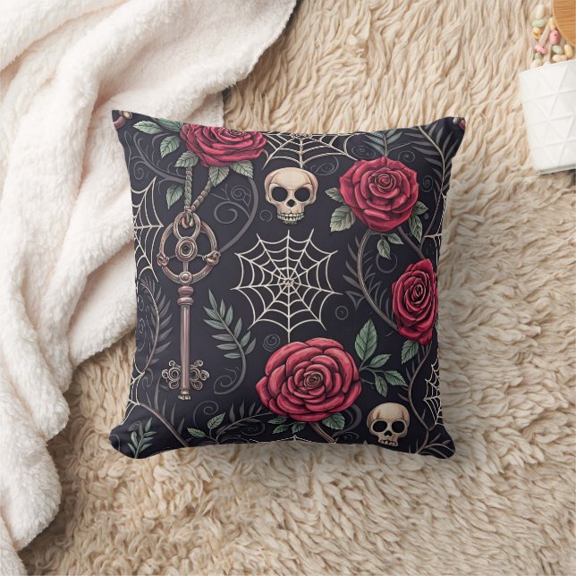 Gothic Skull Floral Celestial Pattern (4) Cushion (Blanket)