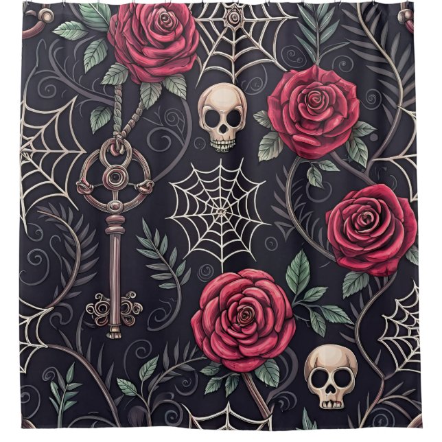 Gothic Skull Floral Celestial Pattern (4) Shower Curtain (Front)