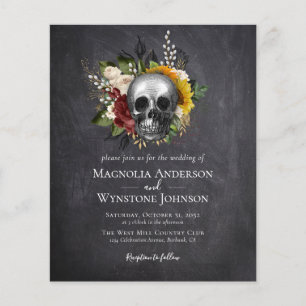 Gothic Skull Floral Halloween Wedding Invitation