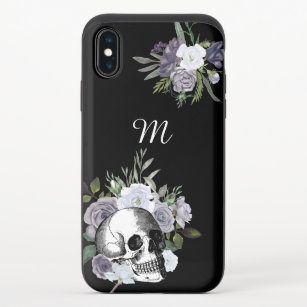 Gothic Skull Floral Personalised iPhone X Slider Case