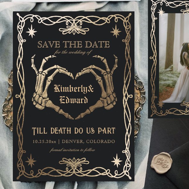 Gothic Skull Hallowedding Retro Save the date (Creator Uploaded)