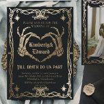 Gothic Skull Hallowedding Retro Wedding Invitation<br><div class="desc">Gothic Skull Gold Hallowedding Retro Wedding Invitation</div>