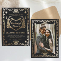 Gothic Skull Hallowedding Retro Wedding Invitation