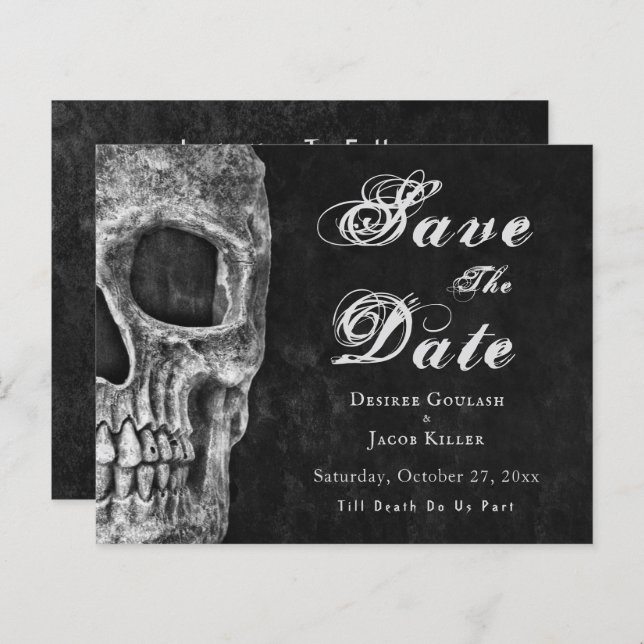 Gothic Skull Hallowedding Save The Date Budget (Front/Back)
