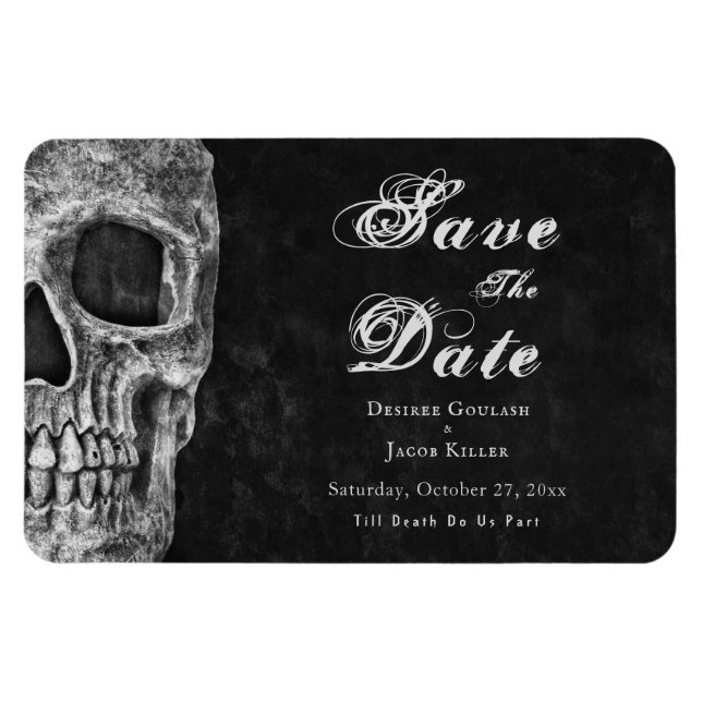 Gothic Skull Hallowedding Save The Date Magnet (Horizontal)