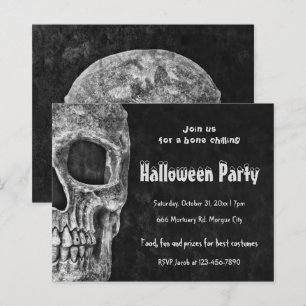 Gothic Skull Halloween Party Budget Invitation