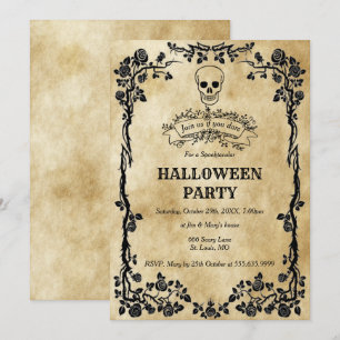 Gothic Skull Halloween Party Invitation