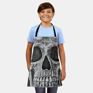 Gothic Skull Head Black And White Cool Texture Apron