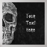 Gothic Skull Head Black And White Custom