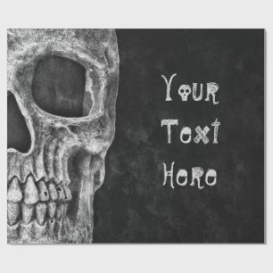 Gothic Skull Head Black And White Custom Wrapping Paper